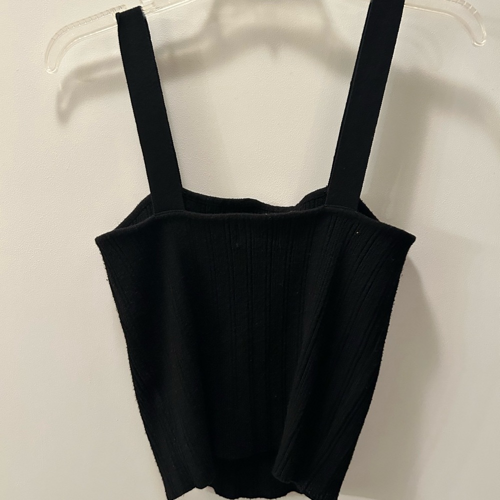 Black Ribbed Knit Tank Top - Picture 2 of 3